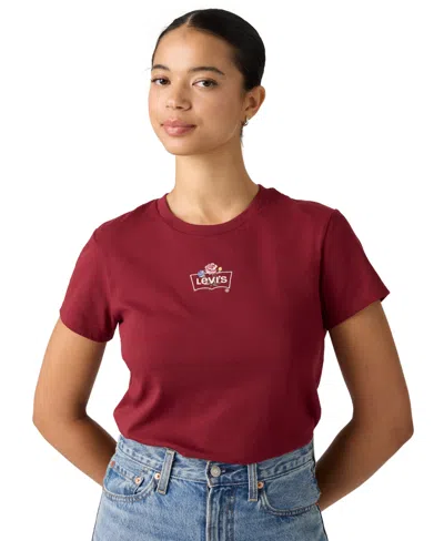 Levi's Women's Perfect Graphic Logo Cotton T-shirt In Burgundy