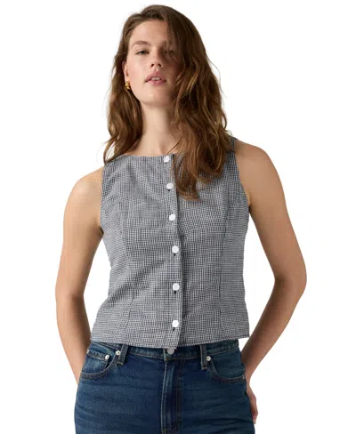 Levi's Women's Pippa Sleeveless Top In Ceicil Even Micro Check Peacoat