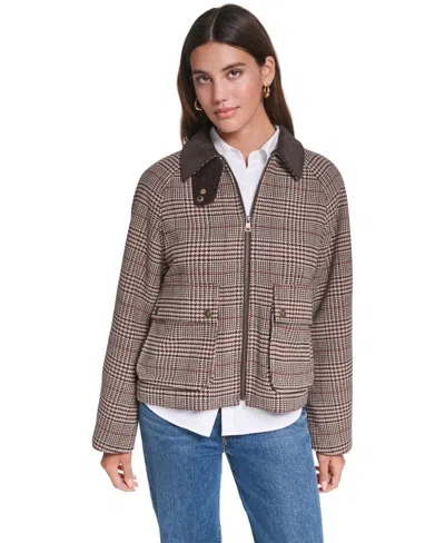 Levi's Women's Plaid Wool-blend Zip-front Jacket In Brown