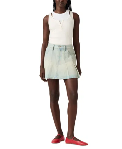 Levi's Women's Pleated Denim Mini Skirt In White