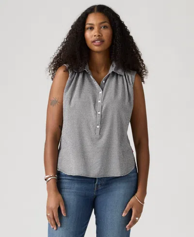 Levi's Women's Point Collar Relaxed-fit Top In Gray