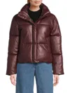 Levi's Women's Quilted Faux Leather Puffer Jacket In Brown