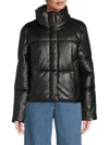 Levi's Women's Quilted Faux Leather Puffer Jacket In Black