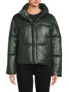 Levi's Women's Quilted Faux Leather Puffer Jacket In Green