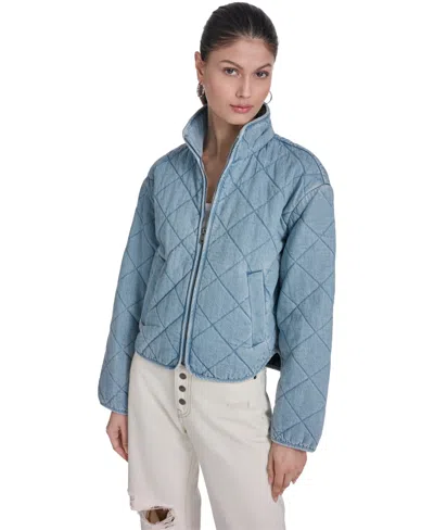 Levi's Women's Quilted Short Liner Zipper Jacket In Blue