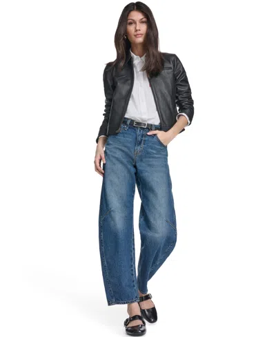 Levi's Women's Real Leather Laydown Collar Jacket In Black