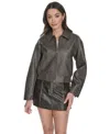 Levi's Women's Faux Leather Lightweight Bomber Jacket In Gray