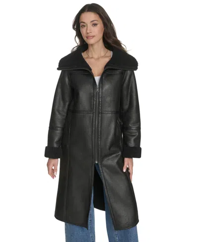 Levi's Women's Regular Long Faux Shearling Coat In Black