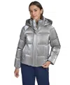 Levi's Women's Regular Quilted Hooded Puffer Jacket In Silver