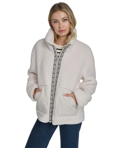 Levi's Women's Regular Stand Collar Sherpa Teddy Jacket In Brown