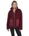 Levi's Women's Regular Stand Collar Sherpa Teddy Jacket In Burgundy