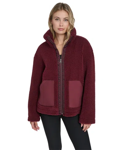 Levi's Women's Regular Stand Collar Sherpa Teddy Jacket In Burgundy