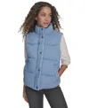 Levi's Women's Regular Western Stand Collar Puffer Vest Jacket In Blue