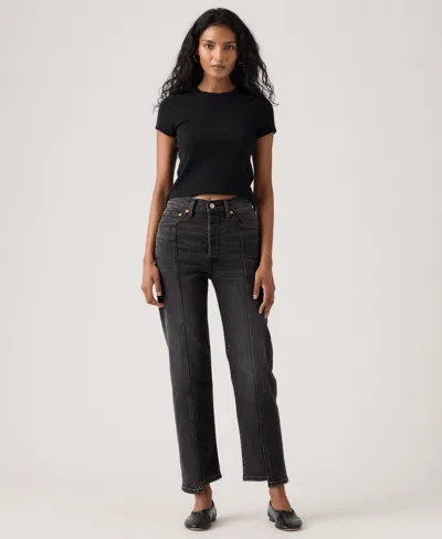 Levi's Women's Ribcage Seamed High-rise Straight Ankle Jeans In Cut And Dry No Dest.
