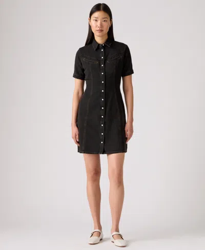 Levi's Women's Rinoa Short-sleeve Denim Dress In Black