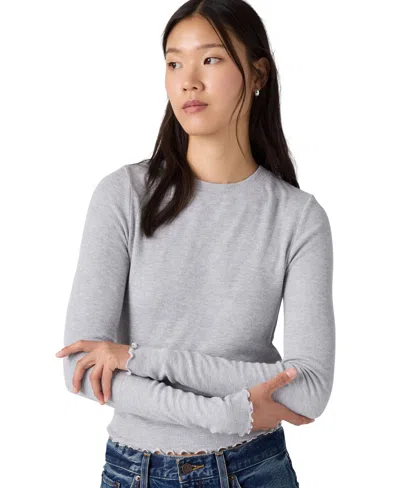 Levi's Women's Romy Lurex Long-sleeve Slim-fit T-shirt In Gray