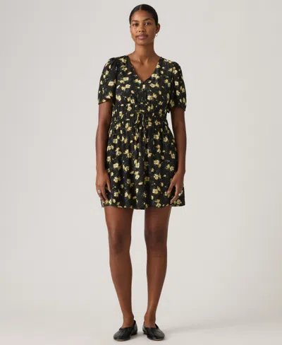 Levi's Women's Rylan V-neck Mini Crepe Dress In Black