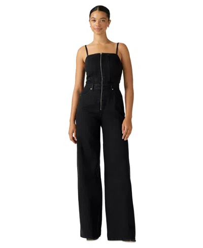 Levi's Women's Seamed Wide-leg Denim Jumpsuit In Black