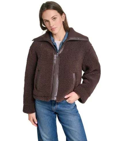 Levi's Women's Sherpa Bomber Quilted-lined Jacket In Chocolate Brown