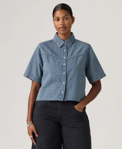 Levi's Women's Short-sleeve Cropped-fit Denim Shirt In Gray