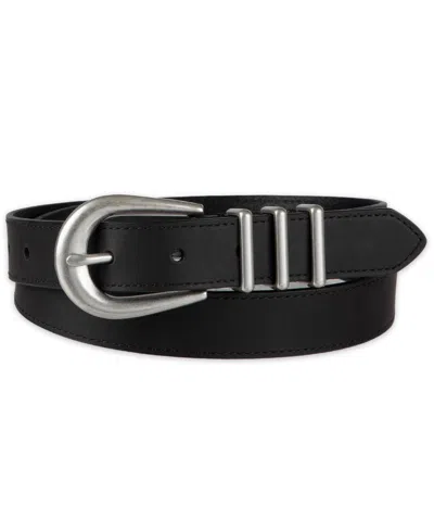 Levi's Women's Skinny Triple Metal Loop Leather Belt In Black