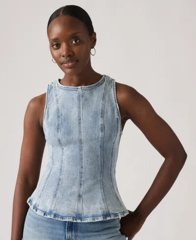 Levi's Women's Sleeveless High-neck Peplum Top In In The Dust Stone