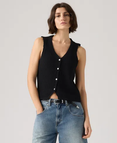 Levi's Women's Sleeveless V-neck Cotton Vest In Black
