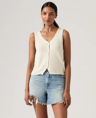 Levi's Women's Sleeveless V-neck Cotton Vest In White
