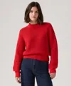 Levi's Women's Snowflake Crewneck Long Sleeve Sweater In Red
