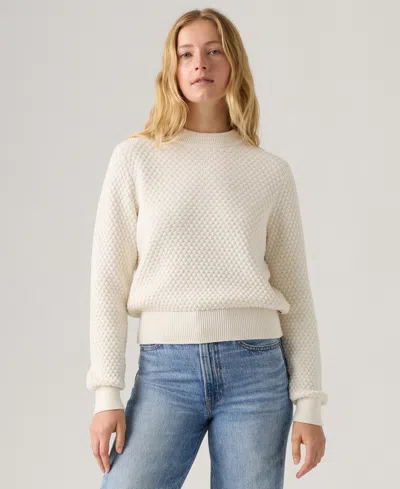 Levi's Women's Snowflake Crewneck Long Sleeve Sweater In White