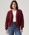 Levi's Women's Snowflake Long Sleeve Cardigan Sweater In Burgundy