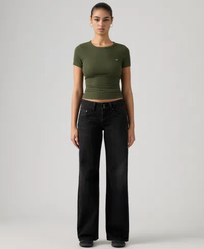Levi's Women's Super-low Double-button Relaxed-fit Denim Jean In Black