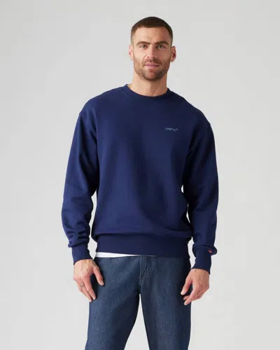 Levi's Women's Sweatshirt A9244 0002 Authentic Crew Sargasso Sea In Blue