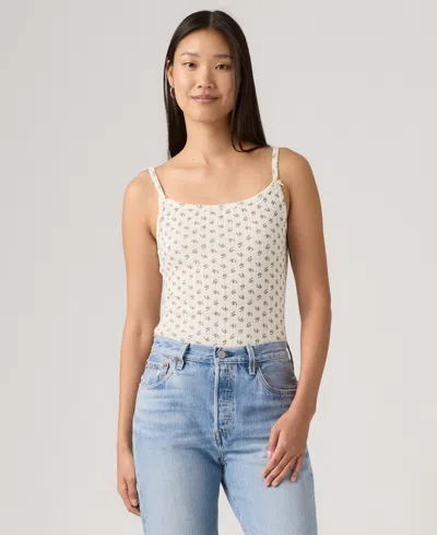 Levi's Women's Sweetie Floral Pointelle Cotton Cami Top In White