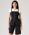 Levi's Tailored Bustier Denim Vest Top Jacket In Open Mind/black, Women's At Urban Outfitters In Black