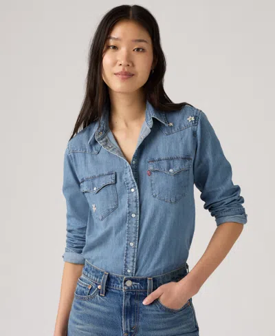 Levi's Women's The Ultimate Western Cotton Denim Shirt In Blue