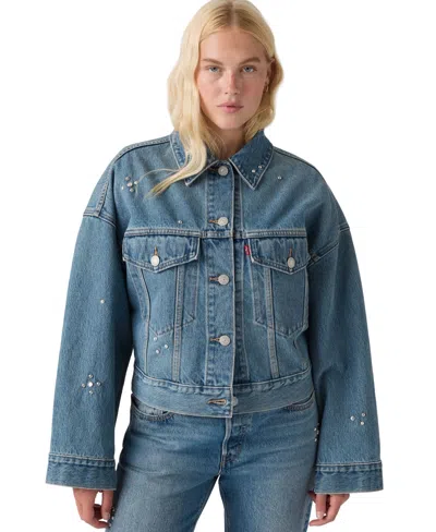 Levi's Women's Trip On Drip Cropped Loose Denim Trucker Jacket In Blue