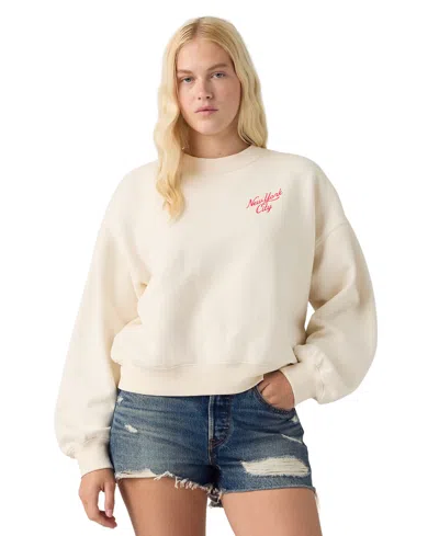 Levi's Women's Vintage Boxy Graphic Sweatshirt In Crew Nyc Big Apple Egret