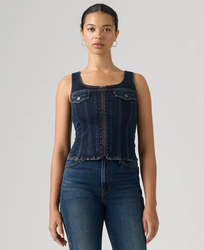 Levi's Women's Vintage-like Front-zip Vest In Blue