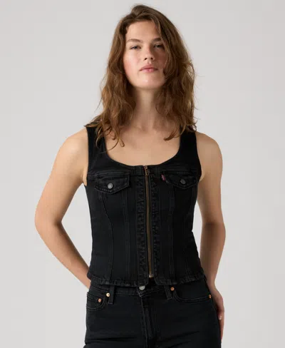 Levi's Women's Vintage-like Front-zip Vest In Black