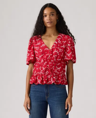 Levi's Ryan Short-sleeve Crepe Blouse In Pink