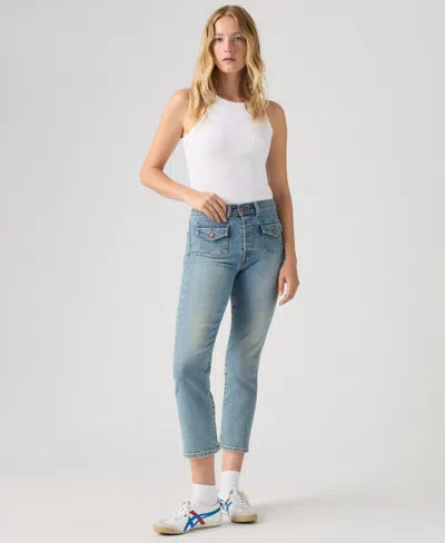 Levi's Women's Wedgie Straight-leg High Rise Cropped Jeans In Blue