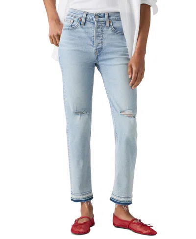 Levi's Women's Wedgie Straight-leg High Rise Cropped Jeans In Blue