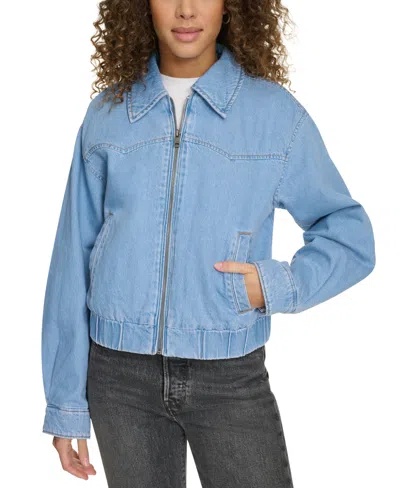 Levi's Women's Western Zip-front Denim Bomber Jacket In Blue
