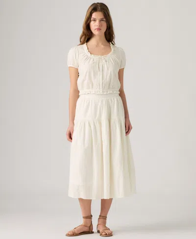 Levi's Women's Zip Closure Leonie Midi Skirt In White