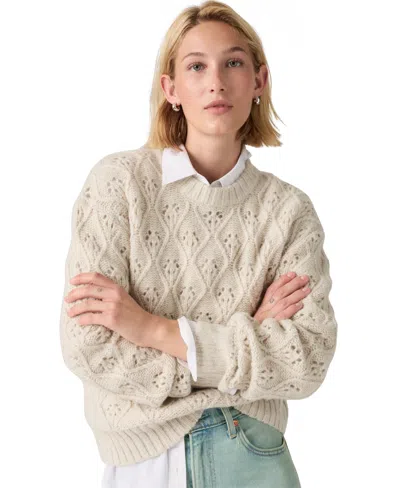 Levi's Women's Zoe Pointelle Long-sleeve Crewneck Sweater In Neutral