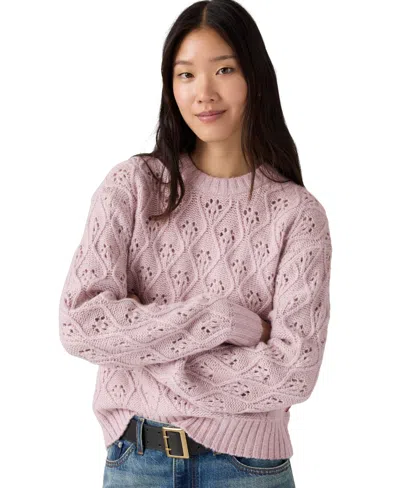 Levi's Women's Zoe Pointelle Long-sleeve Crewneck Sweater In Pink