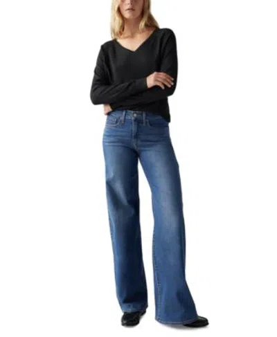 Levi's Womens 318 Shaping Stellar Stretch Wide Leg Jeans 24 26w In Black