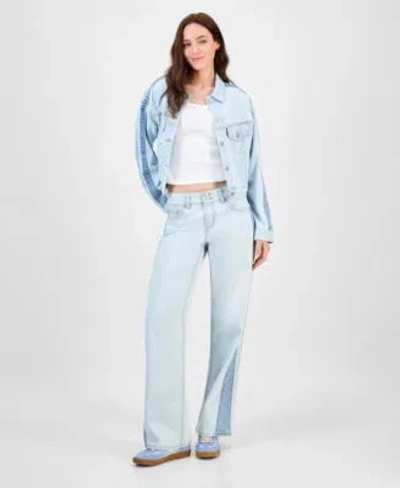 Levi's Levis Womens 90s Stripe Shrunken Trucker Jacket Square Neck T Shirt Superlow Straight Leg Loose Jean
