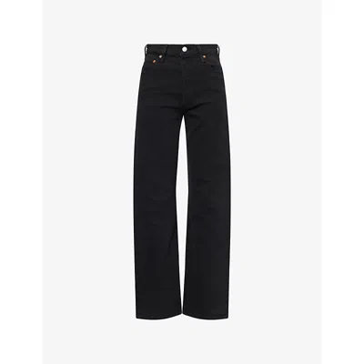 Levi's Womens Black Sprout Ribcage High-rise Straight Denim Jeans